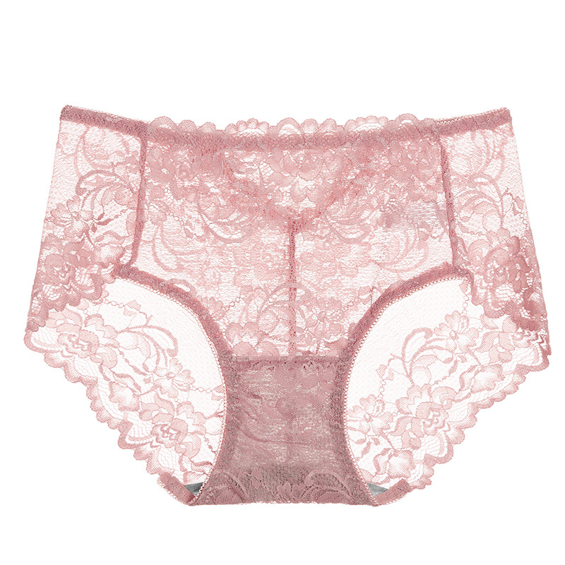 蕾丝中腰镂空提臀性感純棉內褲