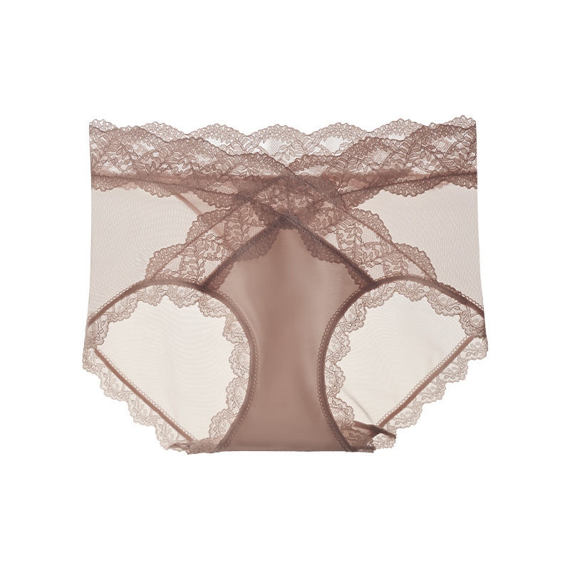 性感蕾絲無痕中腰字母時尚包臀加長蠶絲底襠內褲
