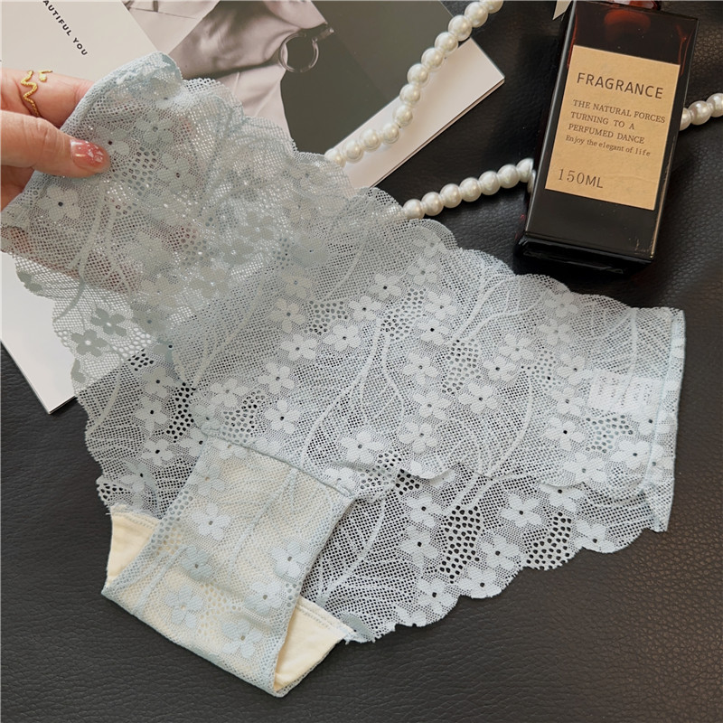 法式無痕內褲女蕾絲波浪邊裸感零束縛透氣性感浪漫三角內褲純欲風