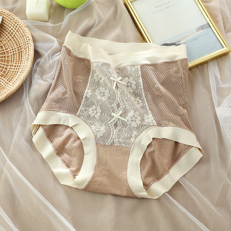 春夏新款高腰蕾絲內褲女性感輕薄無痕大尺碼日系少女三角褲