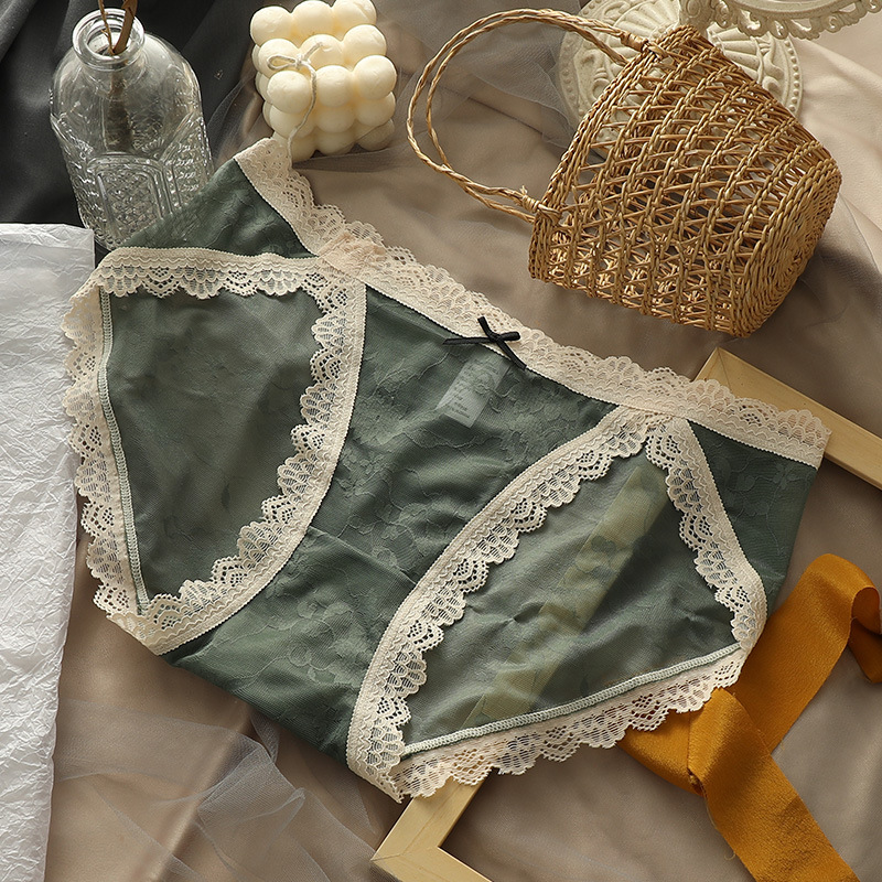 【4件裝】蕾絲抗菌純棉襠性感夏季超薄無痕內褲