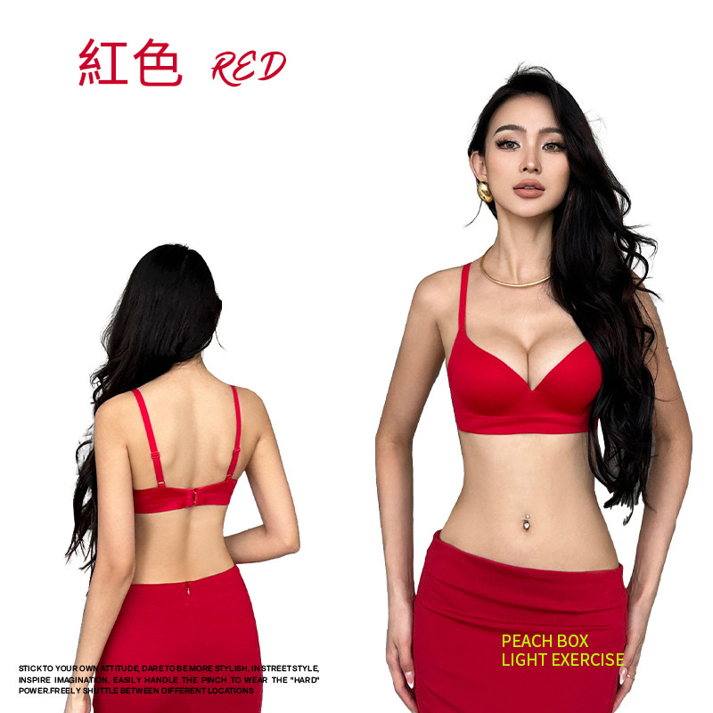 無痕內衣女生小胸聚攏顯大調整型上托防下垂新款平胸專用胸罩套裝