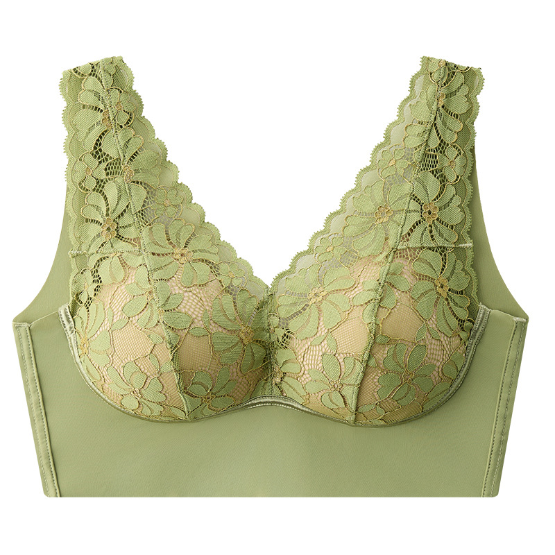 法式一體成型胸罩蕾絲透氣百搭舒適無鋼圈聚攏性感美背內衣女