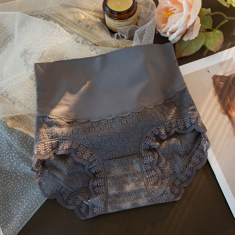 【4件裝】高腰收腹冰絲蕾絲加大尺碼性感無痕內褲