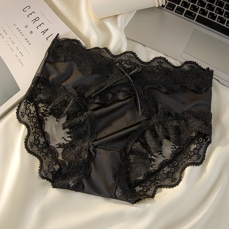 【4件裝】輕奢純欲風性感網紗緞面無痕蕾絲內褲
