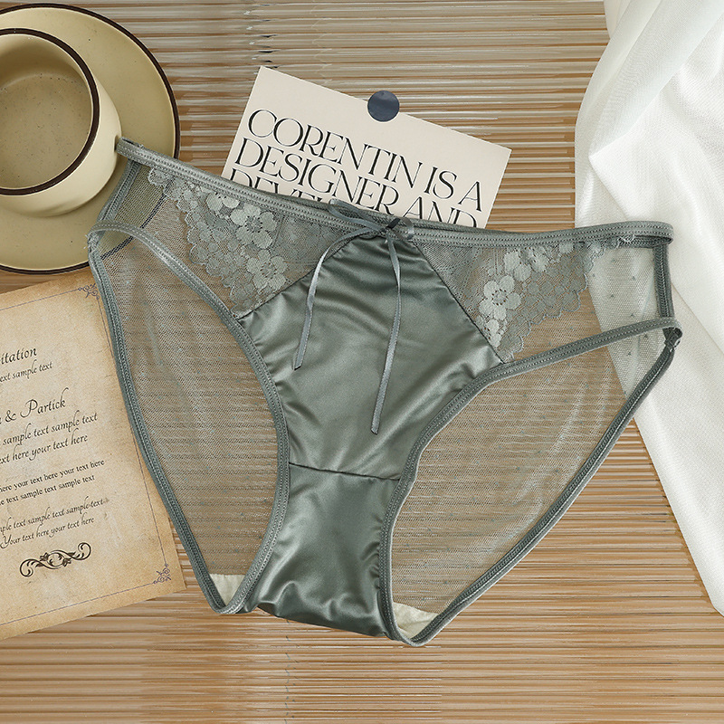 鏤空性感蕾絲桑蠶絲底襠內褲