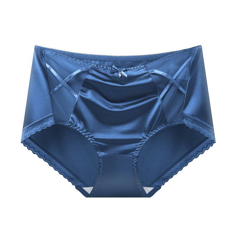 【3件裝】中腰法式緞面絲滑網紗性感無痕內褲