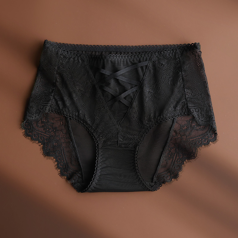 性感蕾絲三角褲高彈透氣網紗包臀少女內褲中高腰速乾薄款