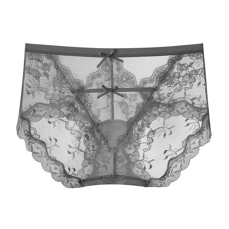 【2件裝】全蕾絲性感鏤空桑蠶絲純慾蝴蝶結內褲