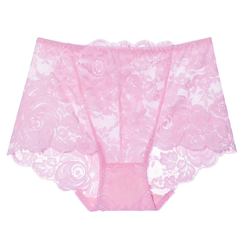 【3件裝】新款性感蕾絲鏤空玫瑰花大尺寸高腰透氣內褲