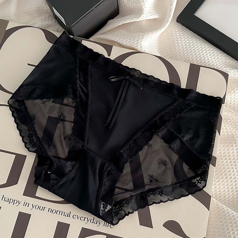 【4件裝】純欲蝴蝶結蕾絲花邊無痕裸感內褲