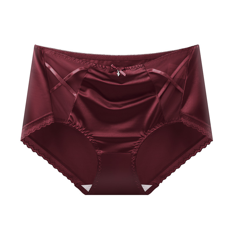 【3件裝】中腰法式緞面絲滑網紗性感無痕內褲