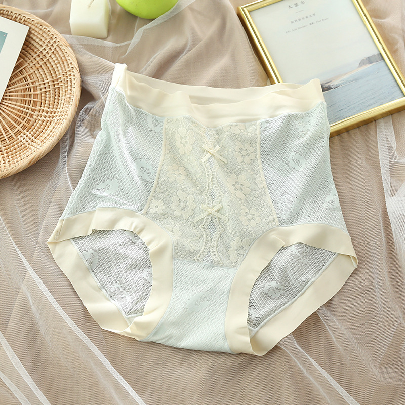 春夏新款高腰蕾絲內褲女性感輕薄無痕大尺碼日系少女三角褲