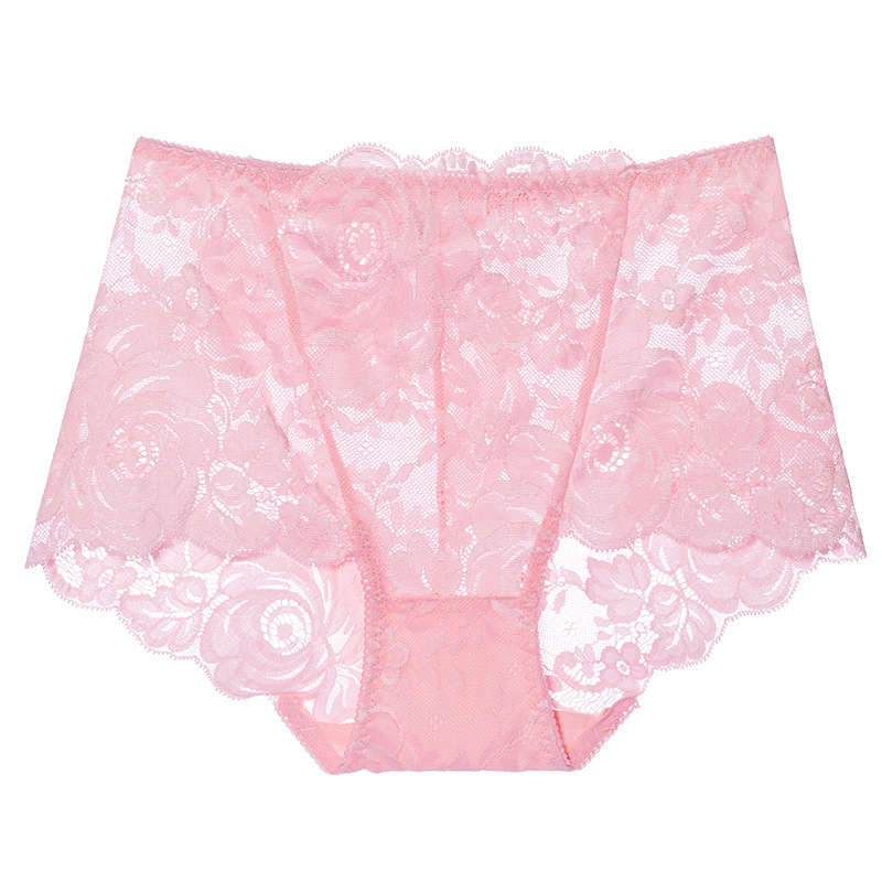 【3件裝】新款性感蕾絲鏤空玫瑰花大尺寸高腰透氣內褲