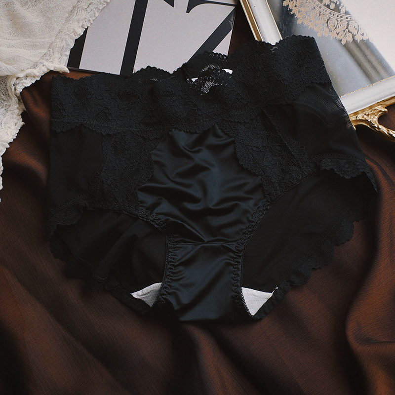 蕾絲內褲純欲女內褲中腰冰絲透氣桑蠶絲三角褲網紗包臀性感女內褲