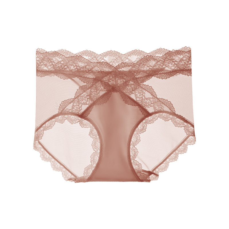 性感蕾絲無痕中腰字母時尚包臀加長蠶絲底襠內褲