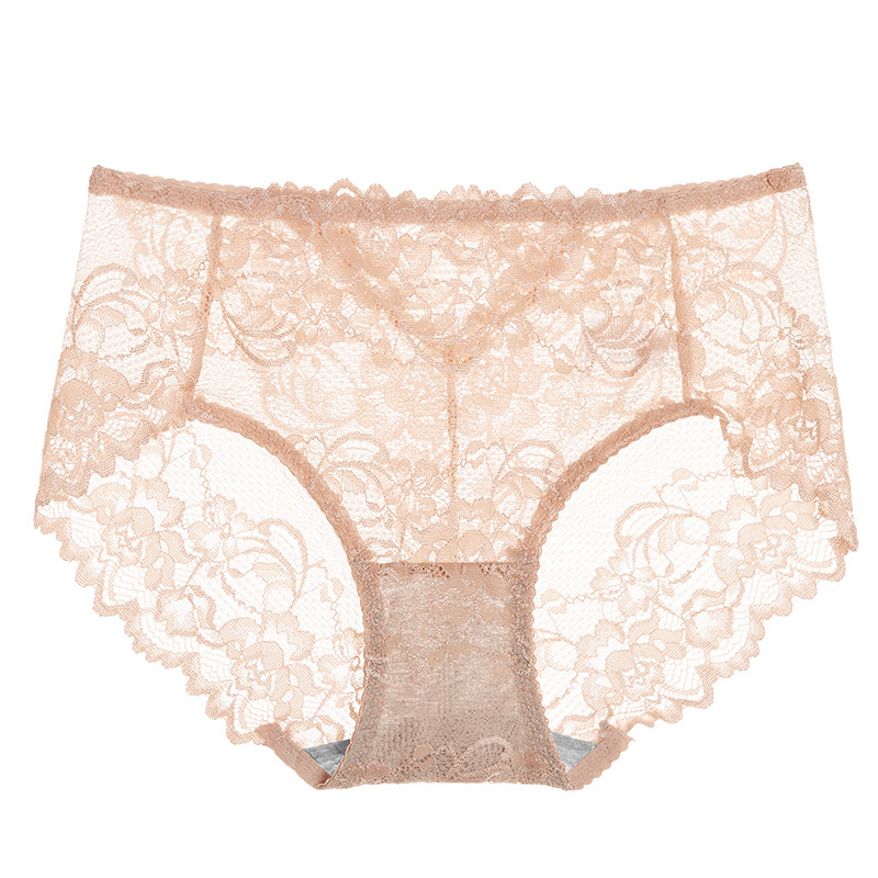 蕾丝中腰镂空提臀性感純棉內褲