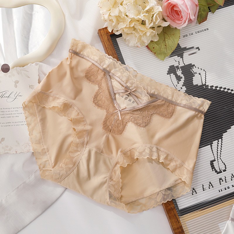 【3件裝】中腰無痕透氣高品質蕾絲網紗內褲