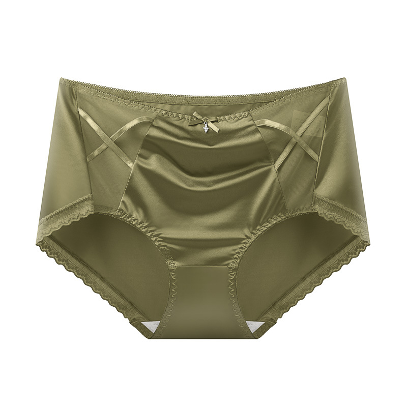 【3件裝】中腰法式緞面絲滑網紗性感無痕內褲