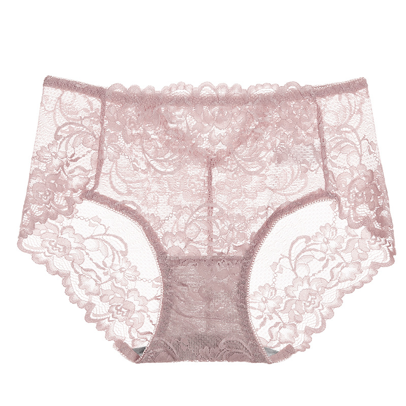蕾丝中腰镂空提臀性感純棉內褲