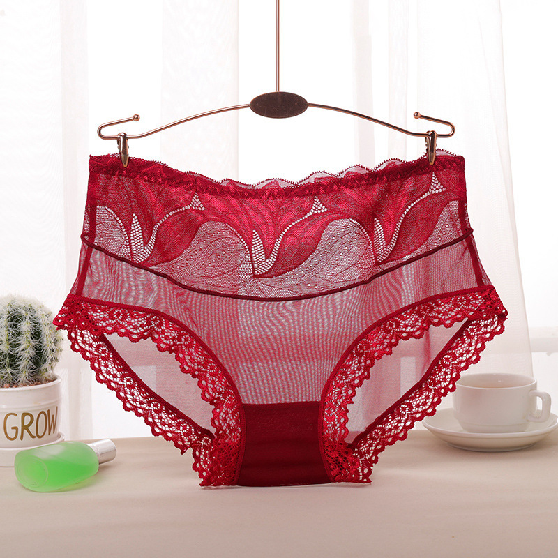 2025純欲網紗內褲女蕾絲性感惑2024新少女中腰純棉內襠三角褲頭女