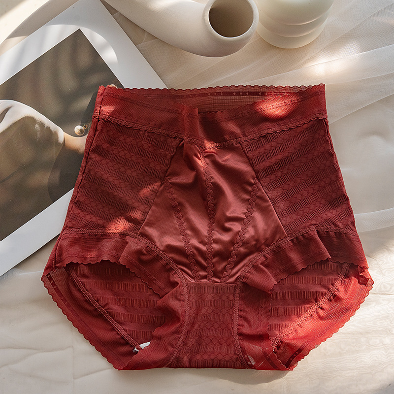 爆款蕾絲大尺碼中腰性感桑蠶絲內褲