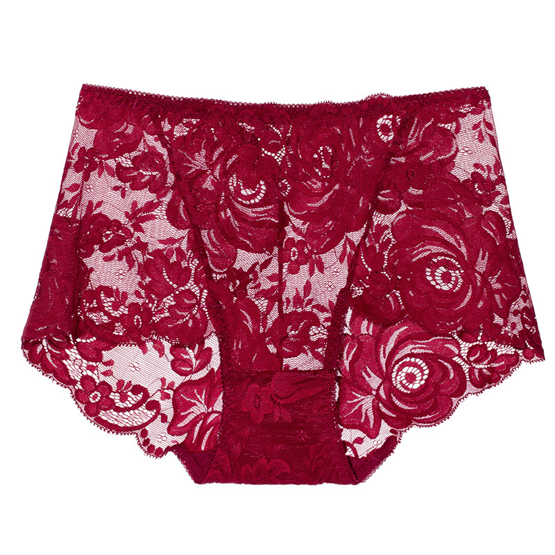 【3件裝】新款性感蕾絲鏤空玫瑰花大尺寸高腰透氣內褲