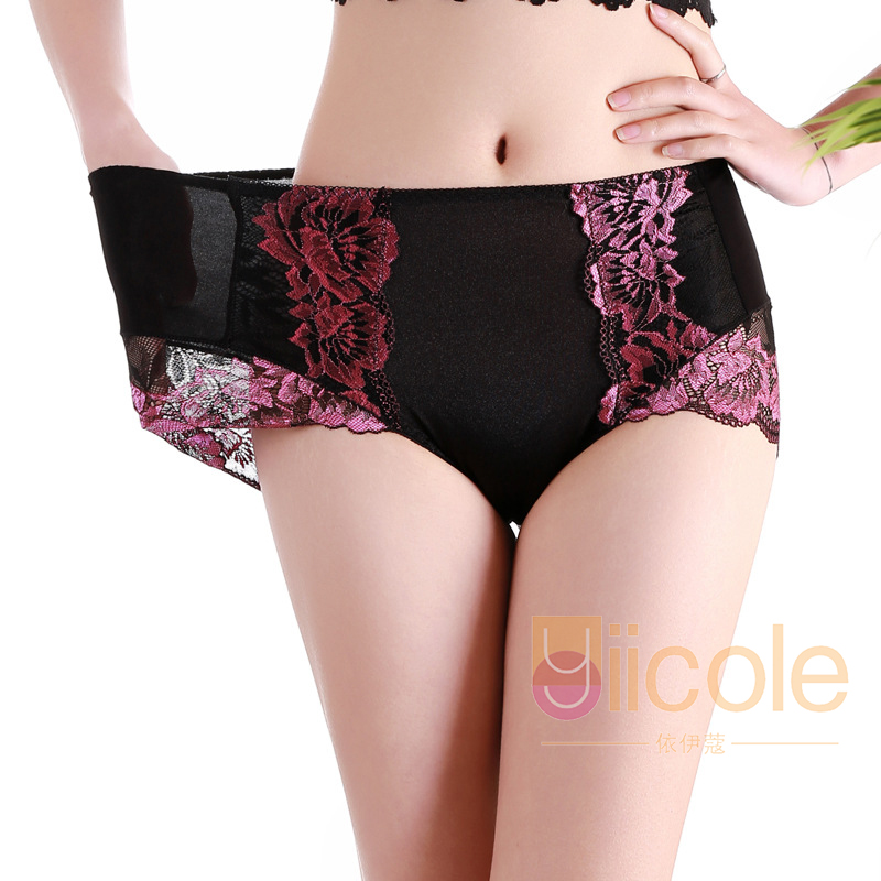 高腰大尺碼冰絲性感蕾絲內褲