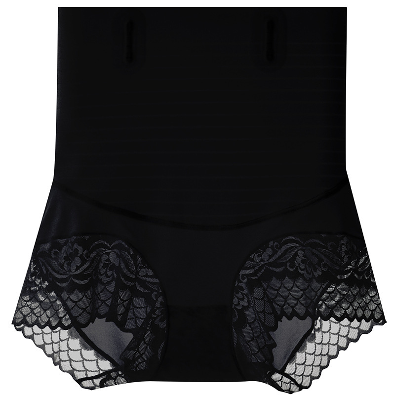 超薄高腰收腹冰絲無痕蕾絲提臀內褲