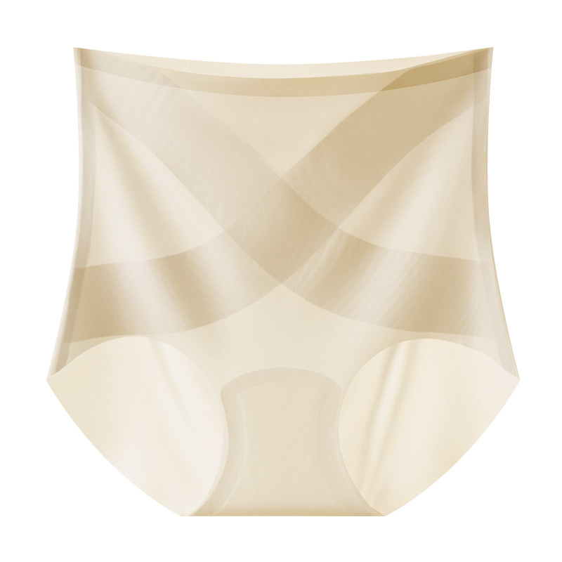 【4件裝】超薄交叉收腹內褲女冰絲高腰無痕提臀透氣不捲邊面膜瑜珈三角褲女