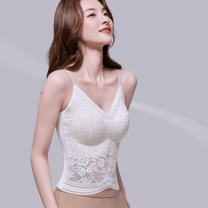 【2件裝】無痕蕾絲細肩帶吊帶外穿背心內衣