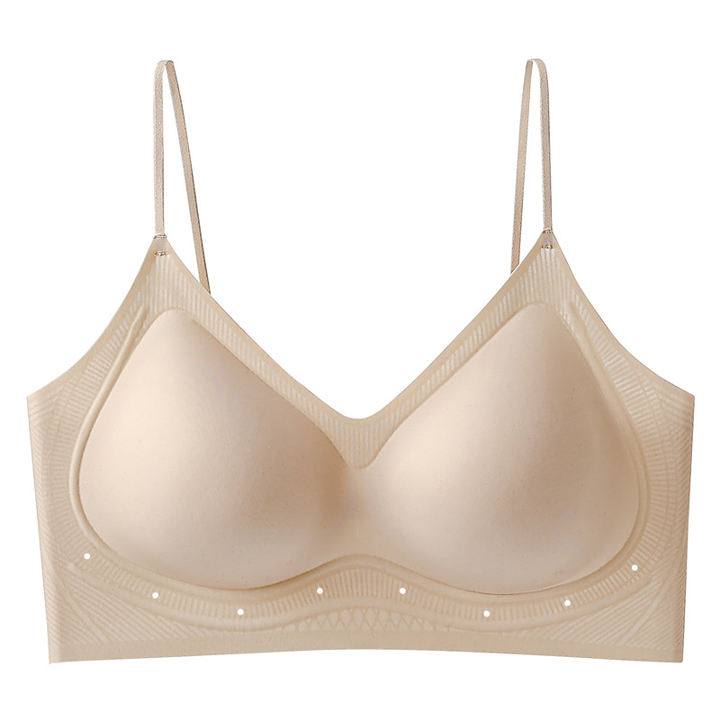 粉底液隱形無痕內衣女細肩帶小胸聚攏夏季薄款膚色美背心式胸罩