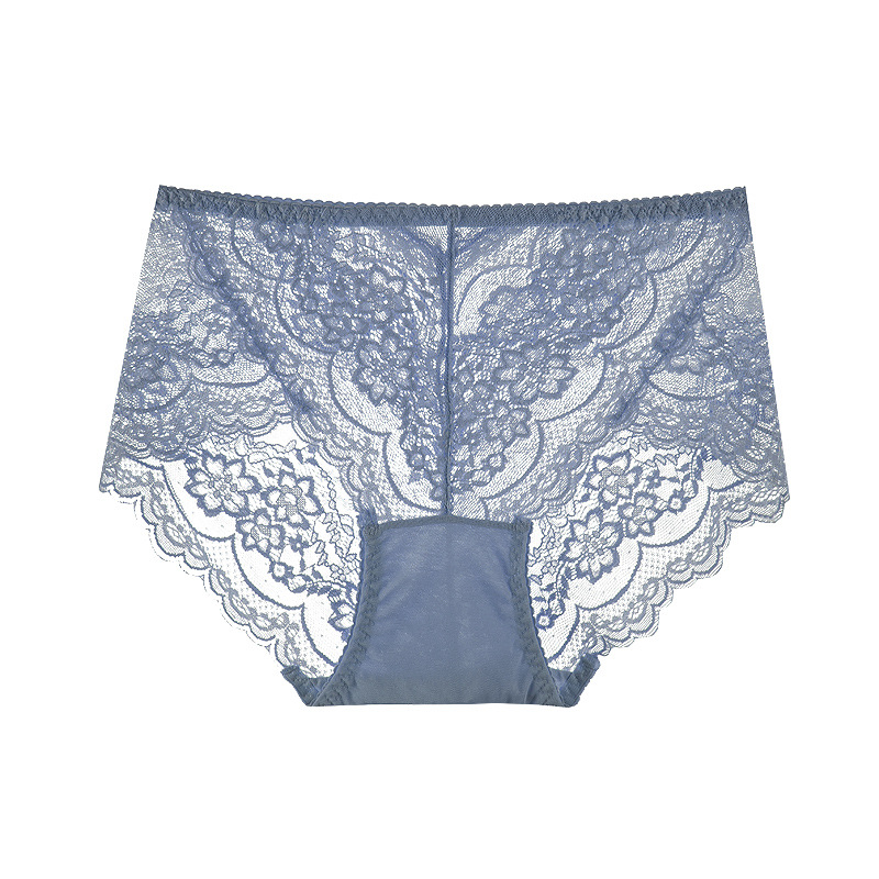 【3件裝】蕾絲中腰無痕性感鏤空透明網紗內褲