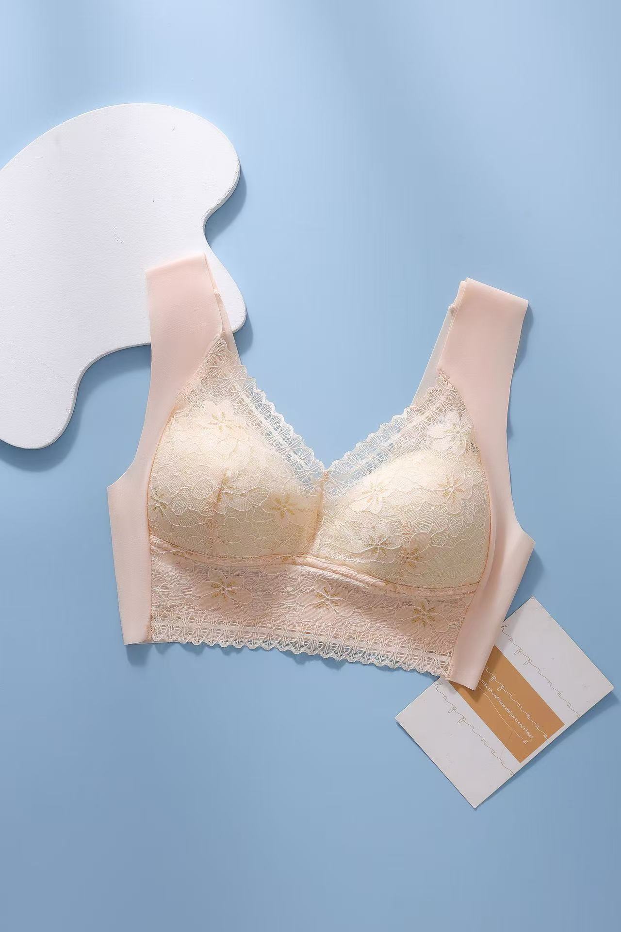 【4件裝】爆款蕾絲無鋼圈聚攏冰絲胸罩