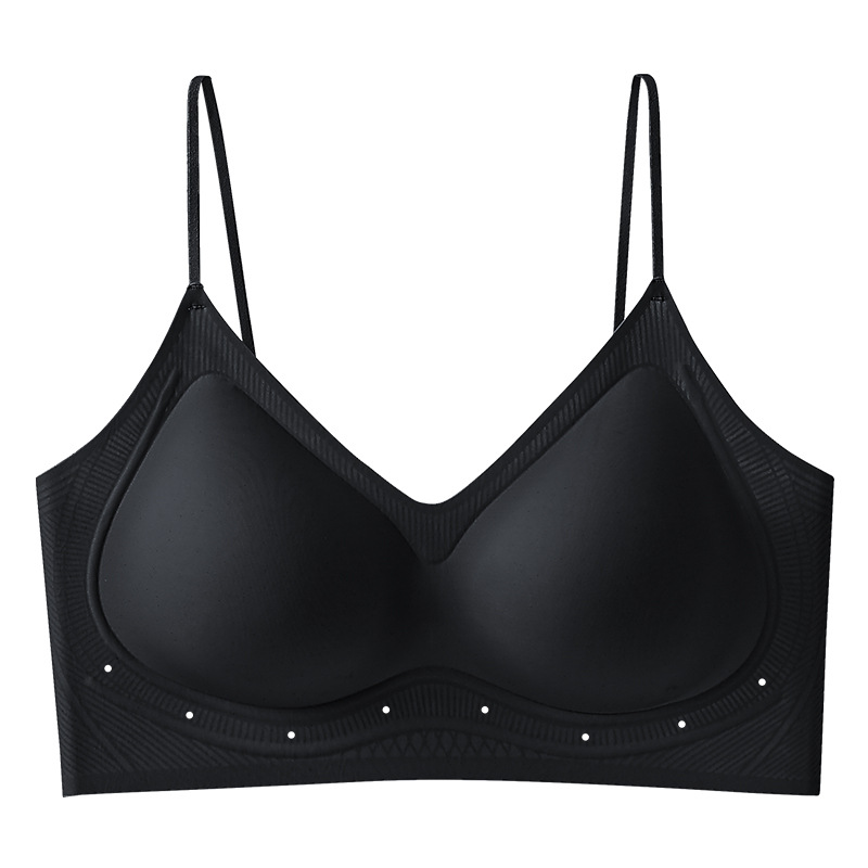 粉底液隱形無痕內衣女細肩帶小胸聚攏夏季薄款膚色美背心式胸罩