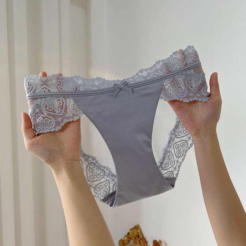 【3件裝】爆品歐美緞麵包臀網紗腰無痕性感內褲