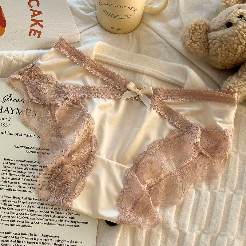 法式純欲高級感緞面性感蕾絲內褲