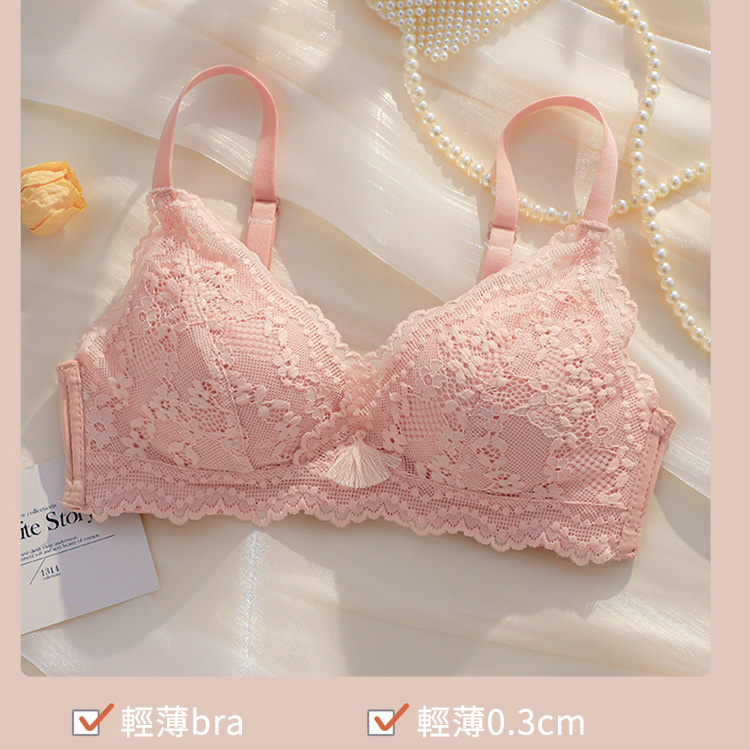 【2件裝】內衣女薄款小胸聚攏收副乳防下垂夏季無鋼圈性感蕾絲胸罩套裝