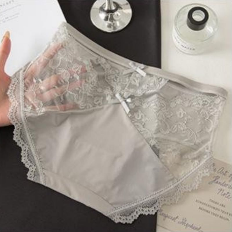 【4件裝】爆款純欲法式薄款性感蕾絲中腰女士內褲頭冰絲透氣三角褲