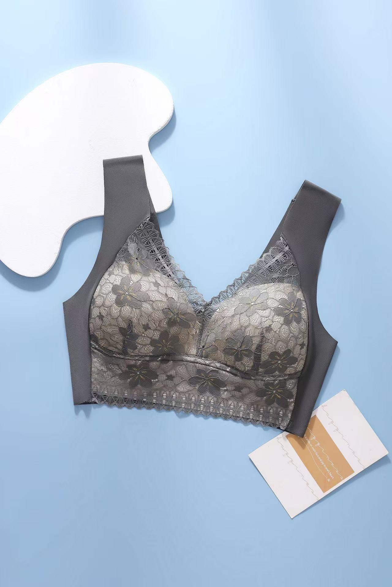 【4件裝】爆款蕾絲無鋼圈聚攏冰絲胸罩