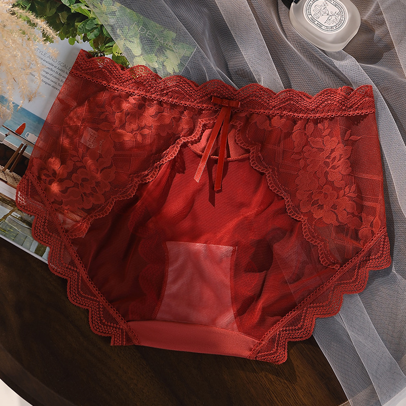 【3件裝】法式純欲緞面鏤空性感蕾絲內褲
