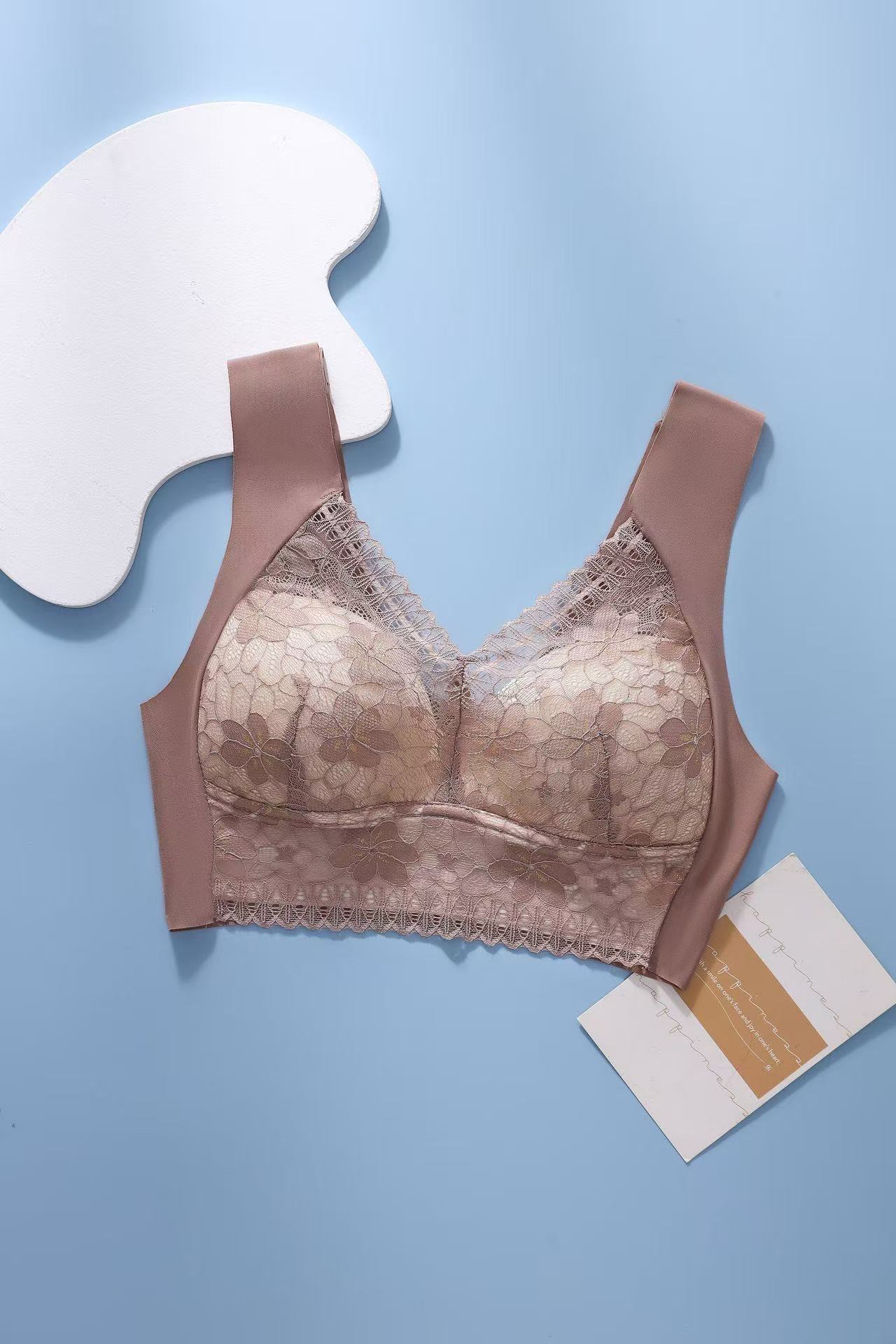 【4件裝】爆款蕾絲無鋼圈聚攏冰絲胸罩
