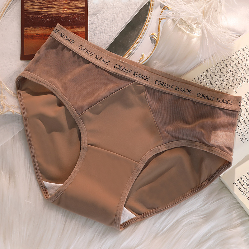 女士內褲女孩性感抗菌純棉襠中腰純欲交叉字母運動健身三角褲
