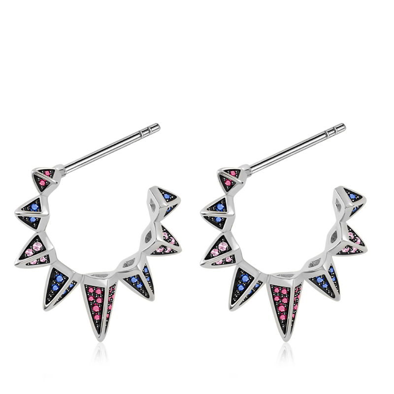 Triangle Black Hoop Earrings image number 0