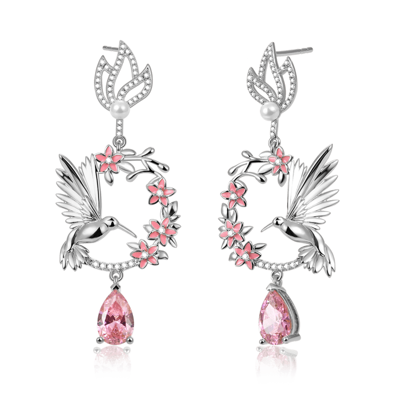 Hummingbird Flower Earrings image number 0