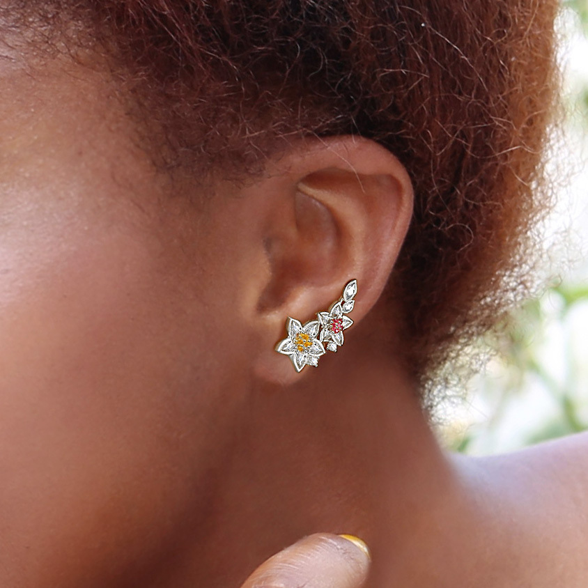 Elegant Flowers Climbers Earrings image number 2