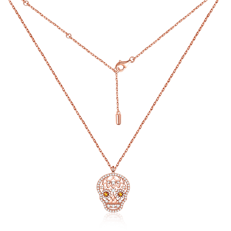 Rose Gold Skull Necklace image number 1