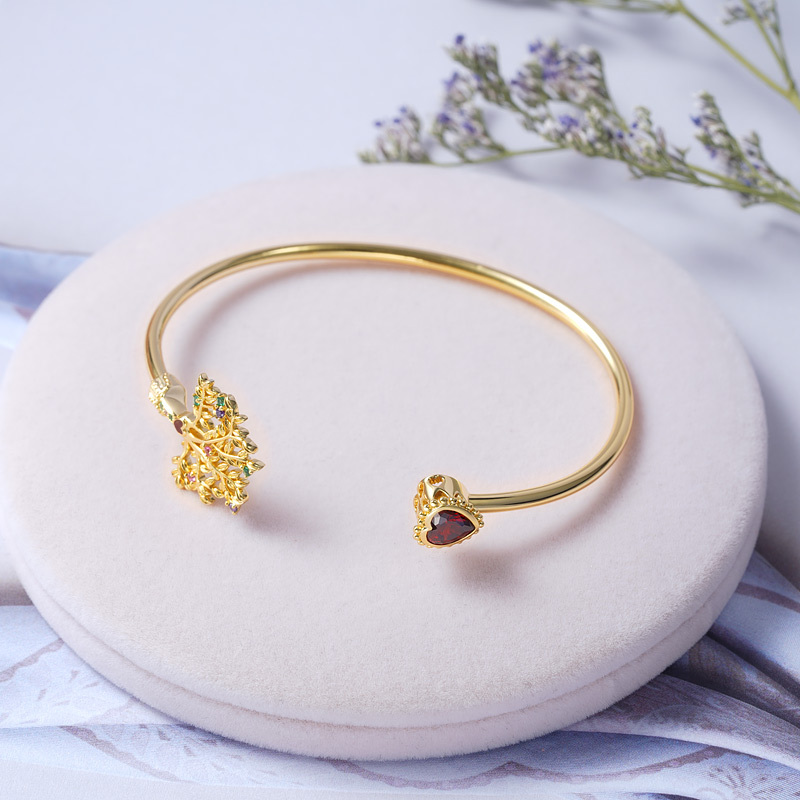 Lifetree & Heart Open Bangle image number 1