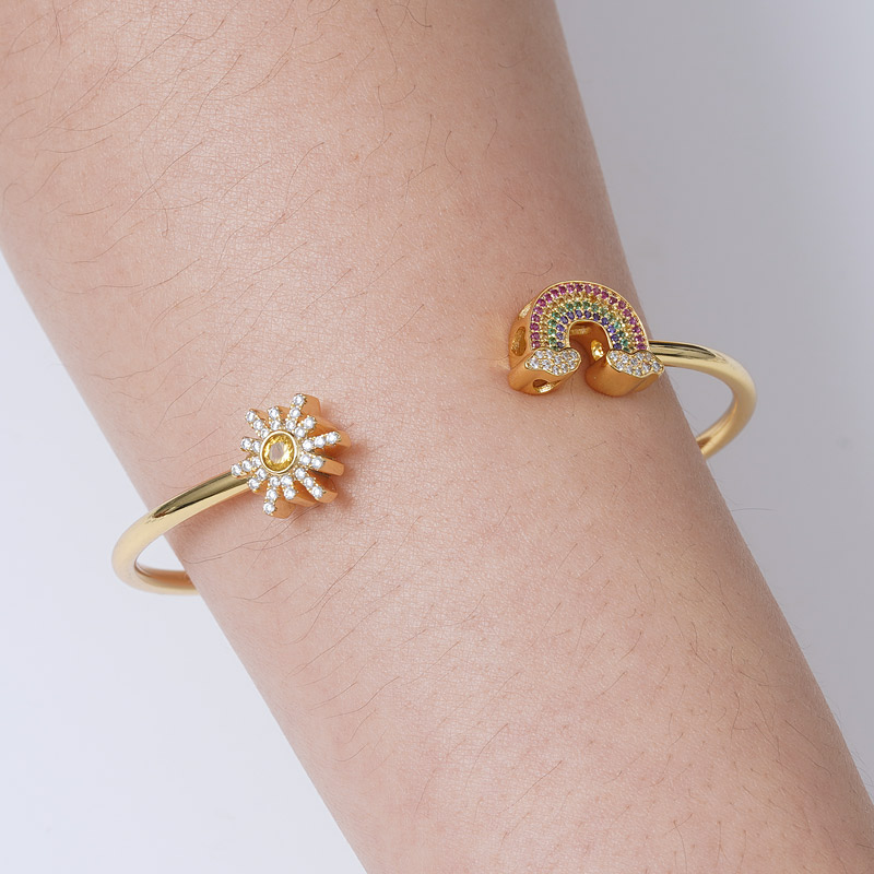 Rainbow and Sun Bangle Bracelet image number 2