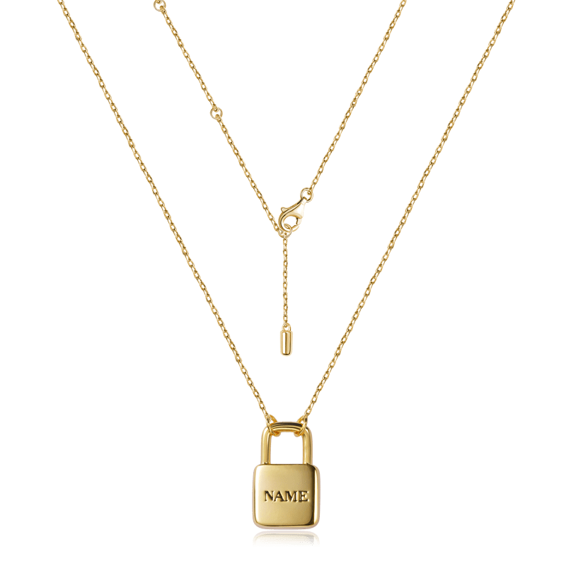 Engravable Lock Necklace image number 1